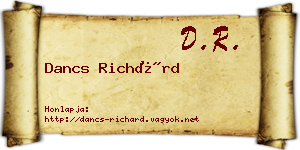 Dancs Richárd névjegykártya